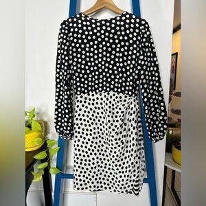 Vintage 1980s 1990s Bill Blass for Saks Fifth Avenue Polka Dot Faux Wrap Dress